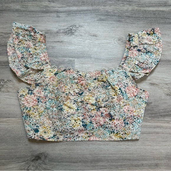 Lulus eyelid crop floral top floral crop top blouse size large - Picture 1 of 9